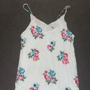 Mahina Floral Mini Dress - White with Pink and Blue